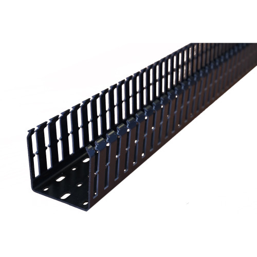 Betaduct 09190000Y 75mm Wide x 75mm High PVC Open Slot Cable Trunking 2m Length Black