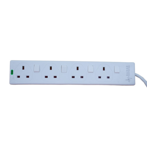 4 Gang 13amp Power Extension Lead Strip 10m White