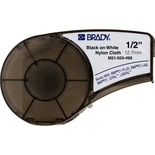  | Brady M21-500-499 Nylon Cloth tape for BMP21-PLUS; BMP21; IDPAL; LABPAL - B-499 - 12.70 mm x 4.88 m - Black on White