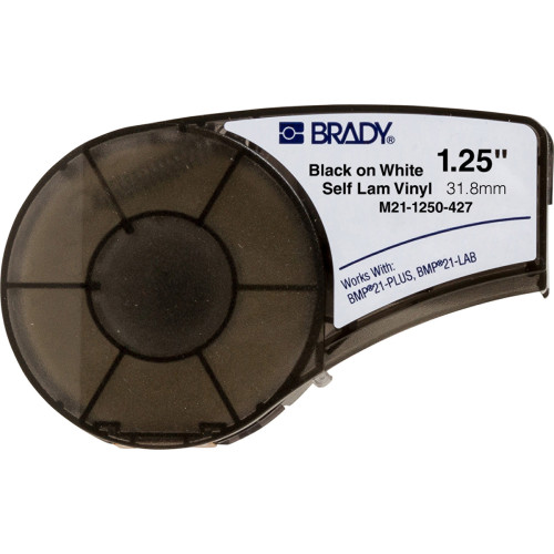  | Brady M21-1250-427 Self-laminating Vinyl tape, BMP21-PLUS/BMP21-LAB/IDPAL/LABPAL-B-427-30.48mm x 4.30m-Black on White