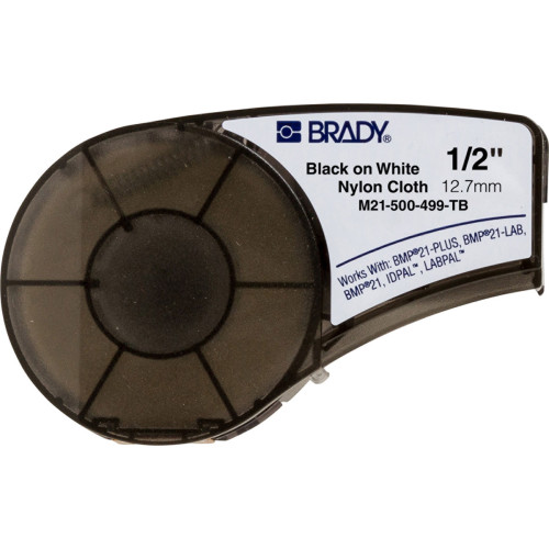  | Brady M21-500-499-TB Nylon Cloth tape for BMP21-PLUS; BMP21; IDPAL; LABPAL - B-499 - 12.70 mm x 4.90 m - Black on White