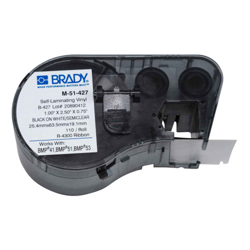 CMW Ltd cable labels | Brady M-51-427 BMP41/BMP51/BMP53 Labelmaker Labels - B-427 - 25.40 mm x 63.50 mm - Black on White