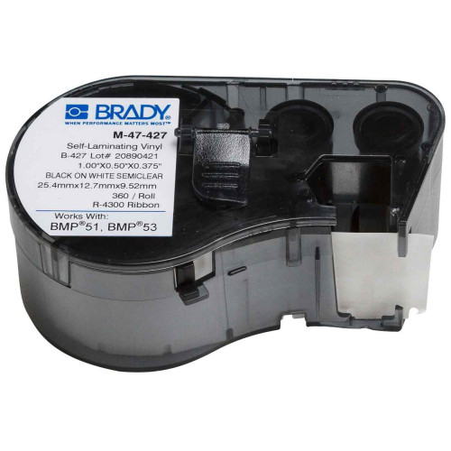 CMW Ltd cable labels | Brady M-47-427 BMP41/BMP51/BMP53 Labelmaker Labels - B-427 - 12.70 mm x 25.40 mm - Black on White