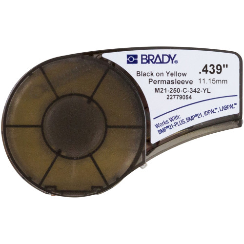  | Brady M21-250-C-342-YL PermaSleeve Heatshrink Polyolefin Sleeve, BMP21-PLUS/IDPAL-B-342-11.15mmx2.10m-Black on Yellow