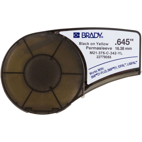  | Brady M21-375-C-342-YL PermaSleeve Heatshrink Polyolefin Sleeve, BMP21-PLUS/IDPAL-B-342-16.40mm x 2.10m-Black on Yellow