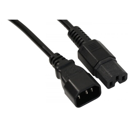 1m C14 Male to C15 Female Extension Lead Black