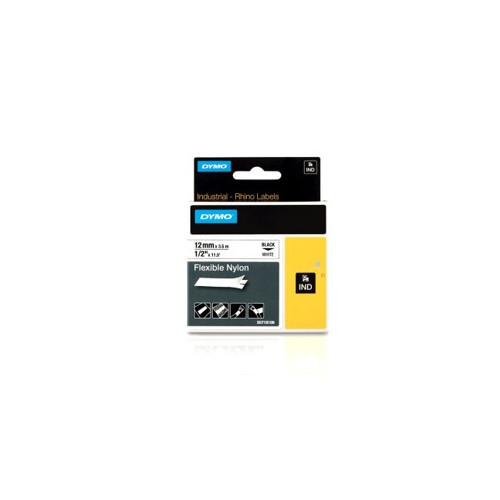 DYMO Cable Labels | DYMO RHINO 1734524 24mm Black on White Nylon Label Tape