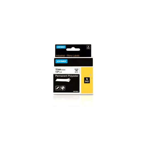 DYMO | DYMO RHINO 1805442 6mm Black on White Polyester Label Tape