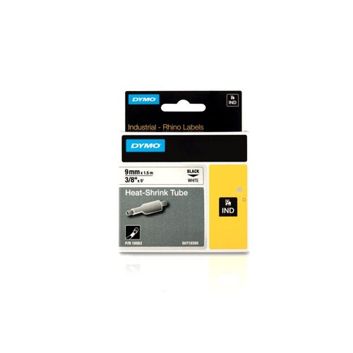 CMW Ltd cable labels | DYMO RHINO 18055 12mm Black on White Labels for Heat Shrink Tubes