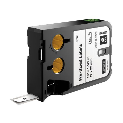 DYMO Cable Labels | DYMO XTL 1868667 12x38mm Black on White Polyester Label