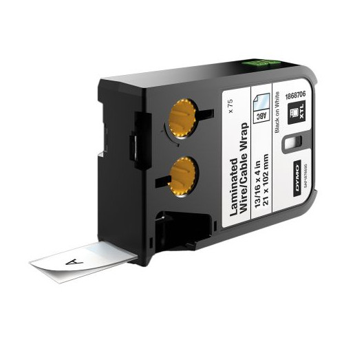 CMW Ltd | DYMO XTL 1868706 Cable Wrap 21x102mm Black on White Laminated Wire/Cable Wrap Label