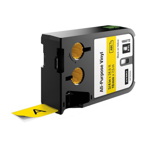 CMW Ltd | DYMO XTL 1868772 19mm All-Purpose Vinyl Black on Yellow Label Tape
