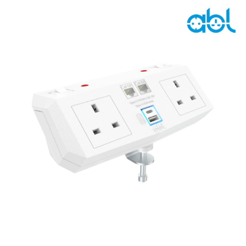 White 2 x UK socket with switches & 3A thermal reset 1xUSB A+C charger 2xRJ45 Cat6A