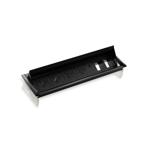 Aero Flip 4xUK socket 3.15A 1xUSB A+C charger 2xIMP slot - Black body