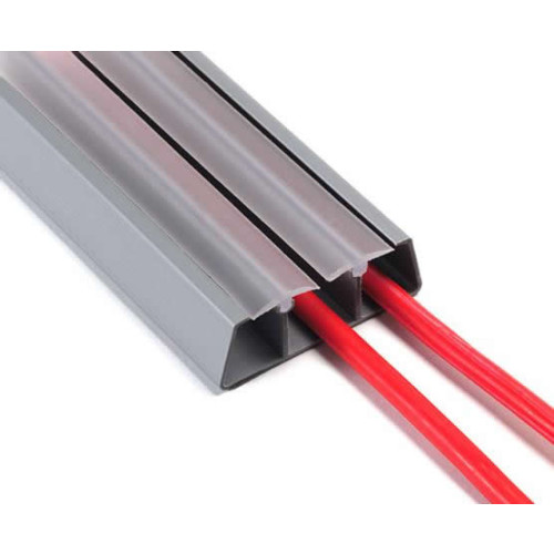 CMW Ltd Desk Cable Management | LSOH Grey Three Compartment Rubber Desk Trunking 1m length, Self adhesive, 