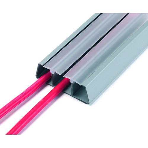 CMW Ltd Desk Cable Management | LSOH Grey Three Compartment Rubber Desk Trunking 2m length, Self adhesive, 