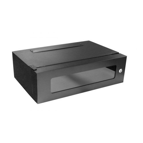 Algar 0 | 3U 360mm Deep Lockable 19 Inch Black Rack Wall Box with Glass Door