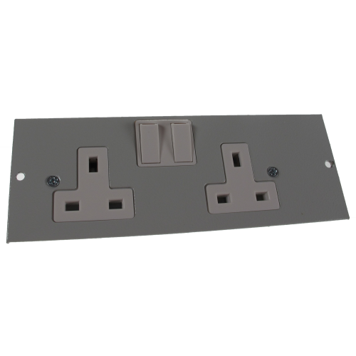 TASS ST0290/LH | 4 Compartment Twin Switched Socket Outlet L/H Galvanised Steel 185mm x 67mm 