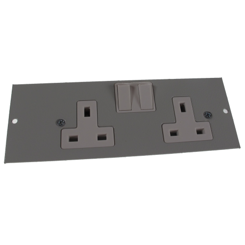 TASS ST0290/RH | 4 Compartment Twin Switched Socket Outlet R/H Galvanised Steel 185mm x 67mm 