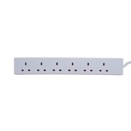6 Way 13amp Power Extension Lead 5m with Neon White (Each)