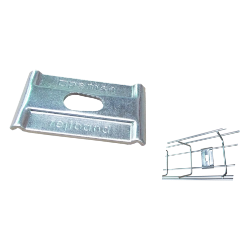 Pemsa 67010046 | Pemsa Rejiband Electrogalvanised Wire Basket Tray Silver Hold Down Plate 10mm Hole Size 