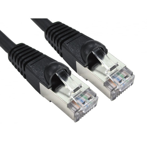 CMW Ltd, Structured Cabling Copper Patchcord | 1m Cat6A RJ45 S/FTP Shielded Snagless Patch Lead Black
