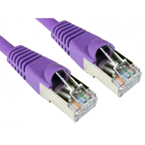 CMW Ltd, Structured Cabling Copper Patchcord | 1m Cat6A RJ45 S/FTP Shielded Snagless Patch Lead Violet