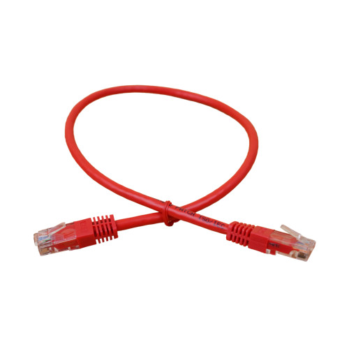 0.5m Cat6 RJ45 U/UTP Moulded Patch Lead Red