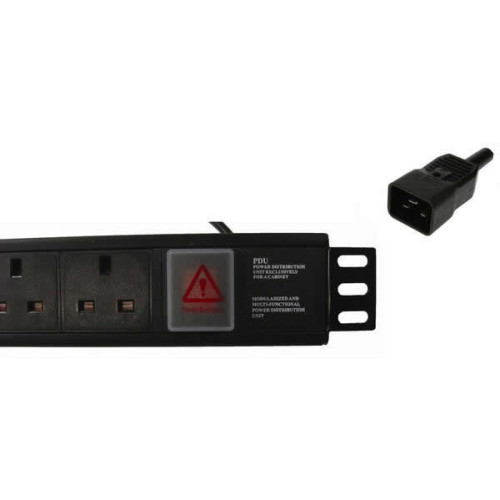 CMW Ltd Power Distribution Units | 6 Way UK Horizontal PDU to C20 Plug with 3m plug lead