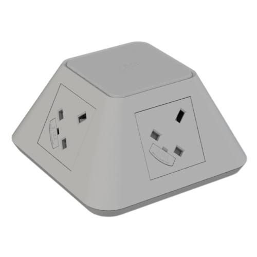 CMW Ltd | CMD Inca On Desk Power Module 2 x UK Socket Power - Grey 2x USB Socket 2A Charger 