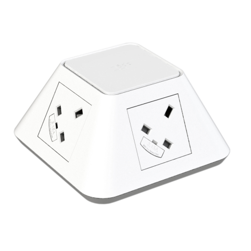 CMW Ltd | CMD Inca On Desk Power Module 2 x UK Socket Power - White 2x USB Socket 2A Charger 