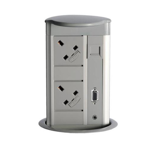 CMW Ltd | Eclipse In Desk 2 x power, 3m mains lead to 13A UK plug, 2 x RJ45 data Cat6, 3m data leads