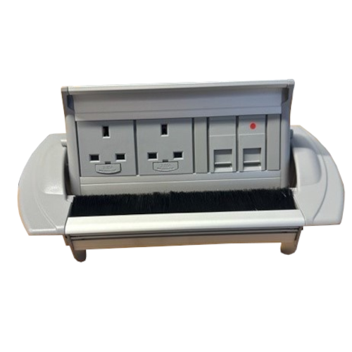 85 Series Affinity Through Desk Module 2 x 13A UK Power Sockets 2 x 5m Cat6 Data Sockets To Plugs