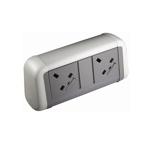 CMW Ltd Desk Cable Management | CMD Contour Desktop Unit 2 x UK Socket Power White/Grey