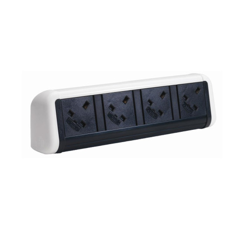 CMW Ltd Desk Cable Management | 4 Power White / Black Desktop Unit
