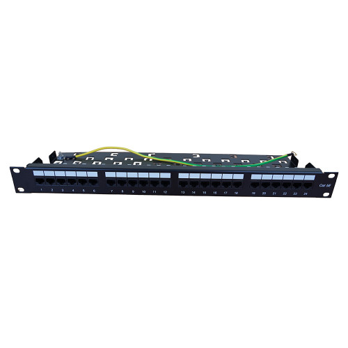 Matrix 24 Port Cat5e UTP 110/LSA Right Angled Patch Panel 1U Black