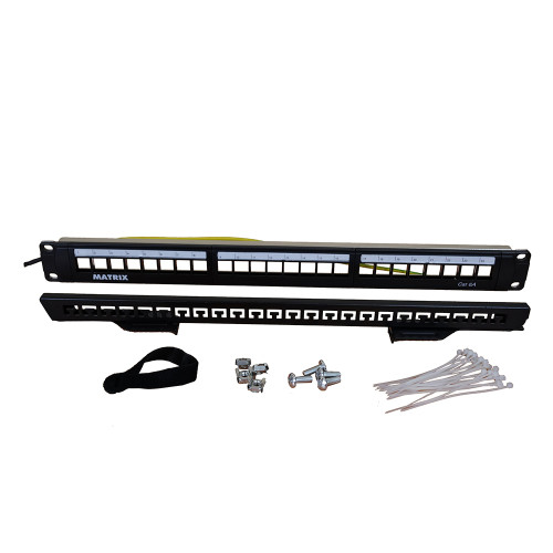 Matrix 24 Port Unloaded Keystone Patch Panel 1U with Rear Management Black