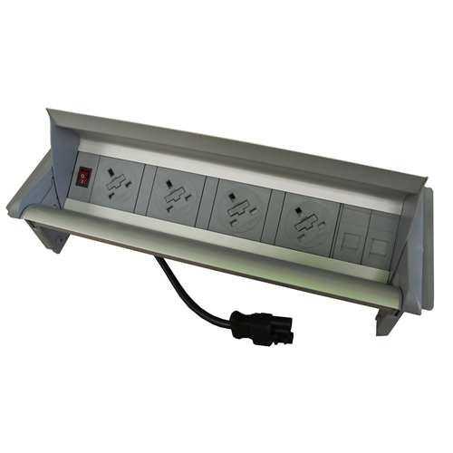 CMW Ltd | Algar Aero-Flip In Desk Unit 4 x 13A UK Power - 2 x Cat6 Coupler Data Silver