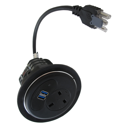 CMW Ltd | Black Porthole with 1 Power, 2 x USB