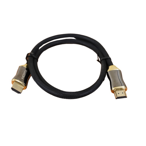 NewLink 1m Gold Effect Metal HDMI Braided Male to Male 4K x 2K 30AWG Lead - Black