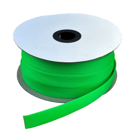 Green Expandable LSOH Braided Cable Sleeve 40-63mm RAL6038 (100m Reel)