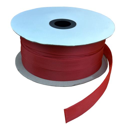 Red Expandable LSOH Braided Cable Sleeve 40-63mm RAL3000 (100m Reel)