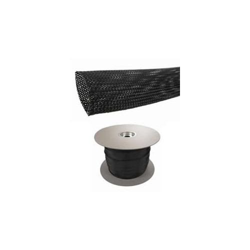 Cablecraft BRAIDED-SLEEVE 4MM | Black Expandable LSOH Braided Cable Sleeve 02-07mm (100m Reel)