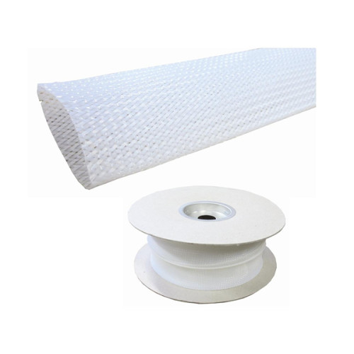 Cablecraft BRAIDED-SLEEVE 30MM WHITE | White Expandable LSOH Braided Cable Sleeve 30-50mm (25m Reel)