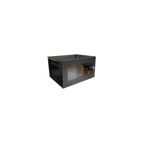 LMS DATA CAB-W6U-EL550 | 6U 19 inch 6u 550mm Wall Rack/ Box with Vented Glass Door with Locking Side Panel - Black