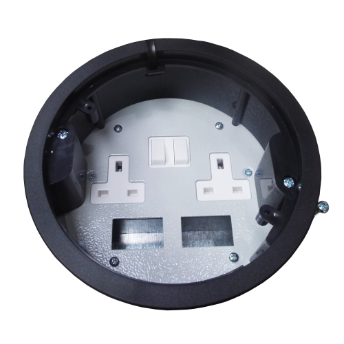 CMW Ltd, Desk Cable Management FGB169PDD | Black 2 x Power / 2 x Data Grommet