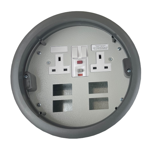 Grey 209mm Cut-Out RCD Twin Power & 4 Data Apertures (each)
