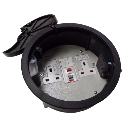 CMW Ltd, Desk Cable Management FGB169P | Black 13A RCD Twin Switched Grommet