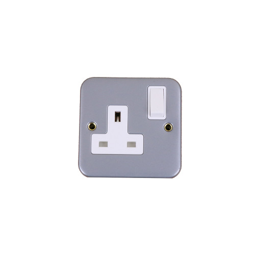 Single Gang 13amp DP Switched Socket Metal Grey