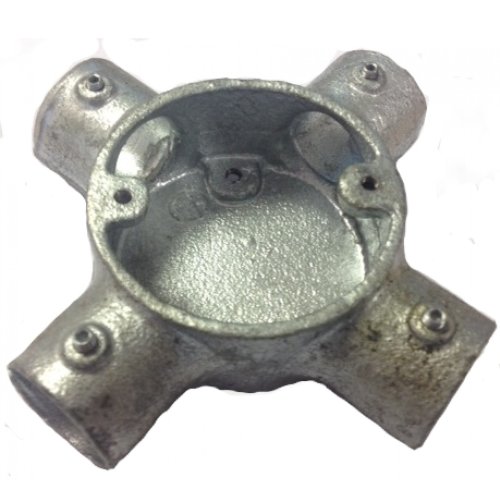 Conlok CL5G Metal Conduit 4 Way Intersection Box 20mm Hot Dipped Galvanised Finish